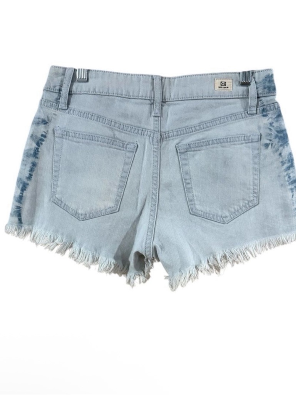 High-Rise Light Blue Frayed Hem Jean Shorts - Picture 10 of 10